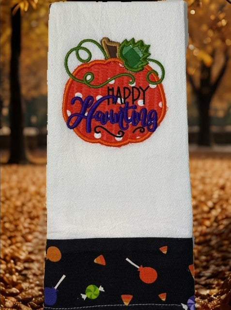 Happy Haunting Towel Purple