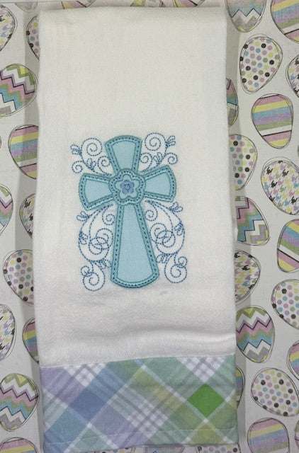 Easter Swirly Cross - Blue