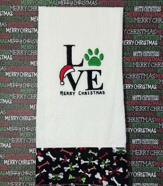 Merry Christmas Pet Love Green Paw
