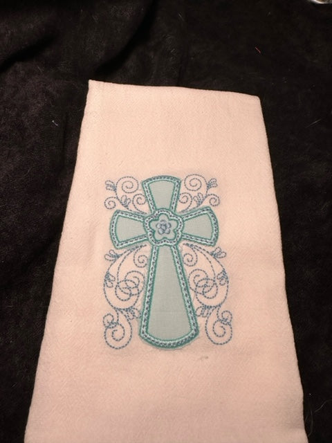 Easter Swirly Cross - Teal