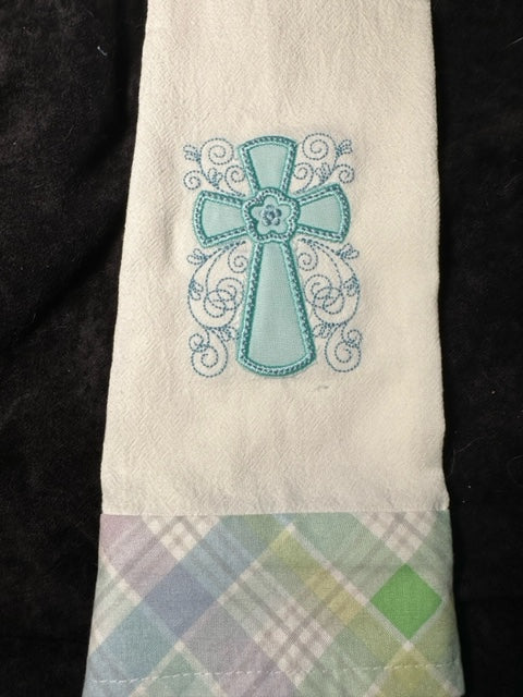 Easter Swirly Cross - Teal